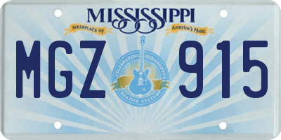MS license plate MGZ915
