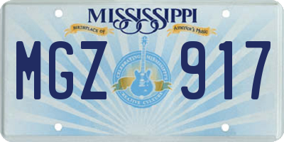 MS license plate MGZ917