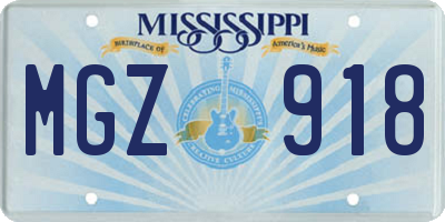 MS license plate MGZ918