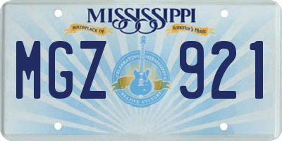 MS license plate MGZ921