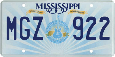 MS license plate MGZ922