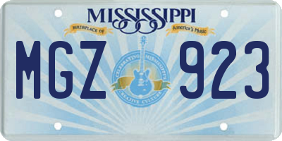 MS license plate MGZ923