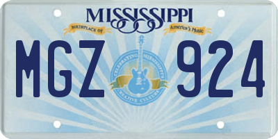 MS license plate MGZ924