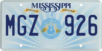 MS license plate MGZ926