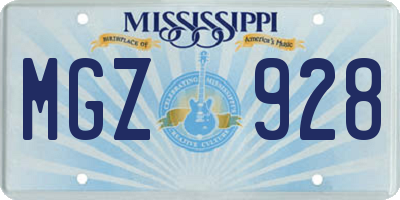 MS license plate MGZ928