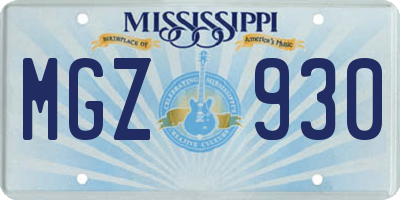 MS license plate MGZ930