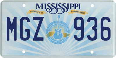 MS license plate MGZ936