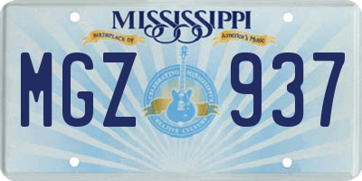 MS license plate MGZ937
