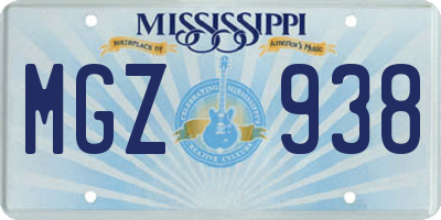 MS license plate MGZ938