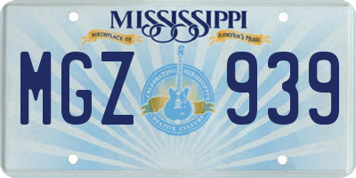 MS license plate MGZ939
