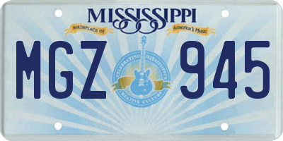 MS license plate MGZ945