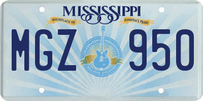 MS license plate MGZ950