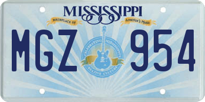 MS license plate MGZ954