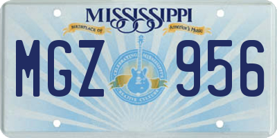 MS license plate MGZ956