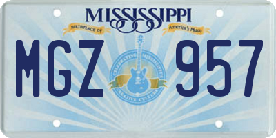 MS license plate MGZ957