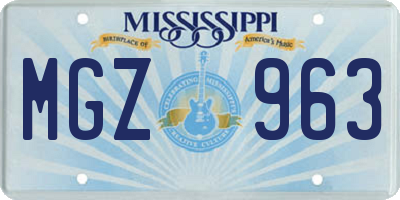 MS license plate MGZ963