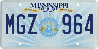 MS license plate MGZ964
