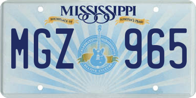 MS license plate MGZ965
