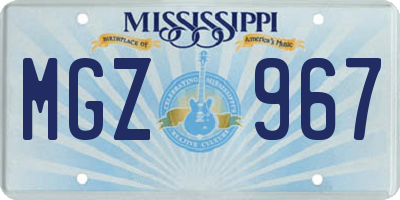 MS license plate MGZ967