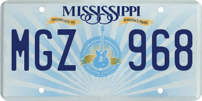 MS license plate MGZ968