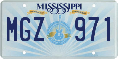 MS license plate MGZ971