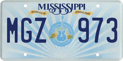 MS license plate MGZ973