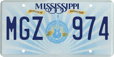 MS license plate MGZ974