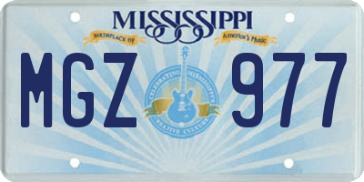 MS license plate MGZ977