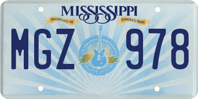 MS license plate MGZ978