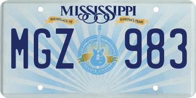 MS license plate MGZ983