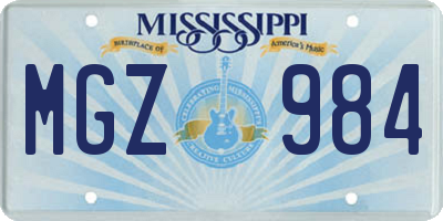 MS license plate MGZ984