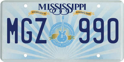 MS license plate MGZ990