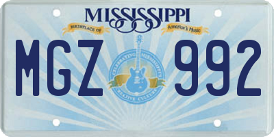 MS license plate MGZ992