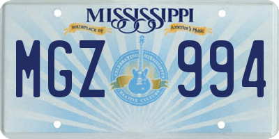 MS license plate MGZ994
