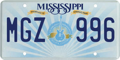 MS license plate MGZ996