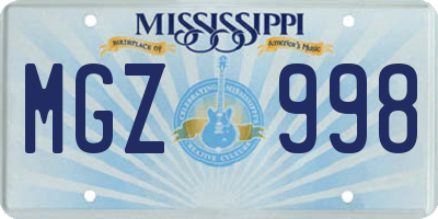 MS license plate MGZ998