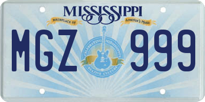 MS license plate MGZ999