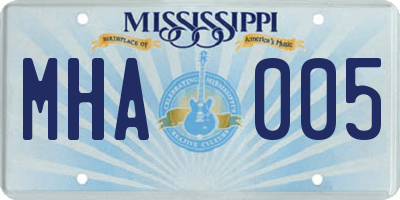 MS license plate MHA005