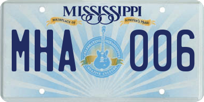 MS license plate MHA006