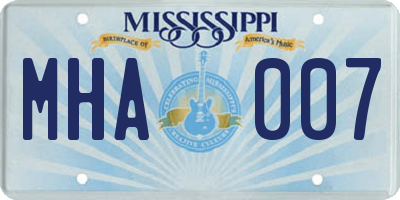 MS license plate MHA007
