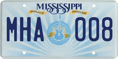 MS license plate MHA008