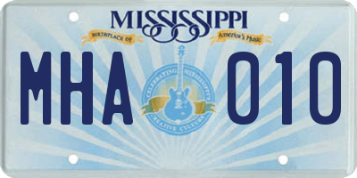 MS license plate MHA010