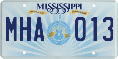 MS license plate MHA013