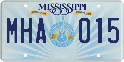MS license plate MHA015