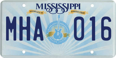 MS license plate MHA016