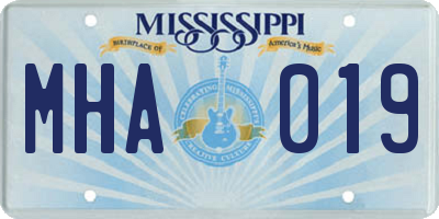 MS license plate MHA019