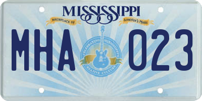 MS license plate MHA023