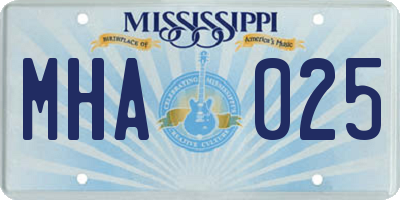MS license plate MHA025