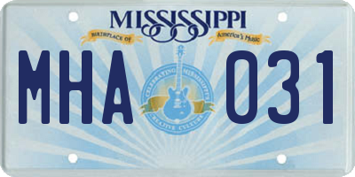 MS license plate MHA031