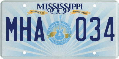 MS license plate MHA034